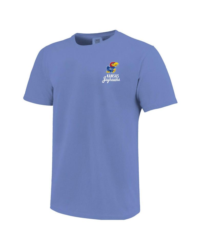 Big Boys and Girls Royal Kansas Jayhawks Comfort Colors Mascot Overlay T-Shirt