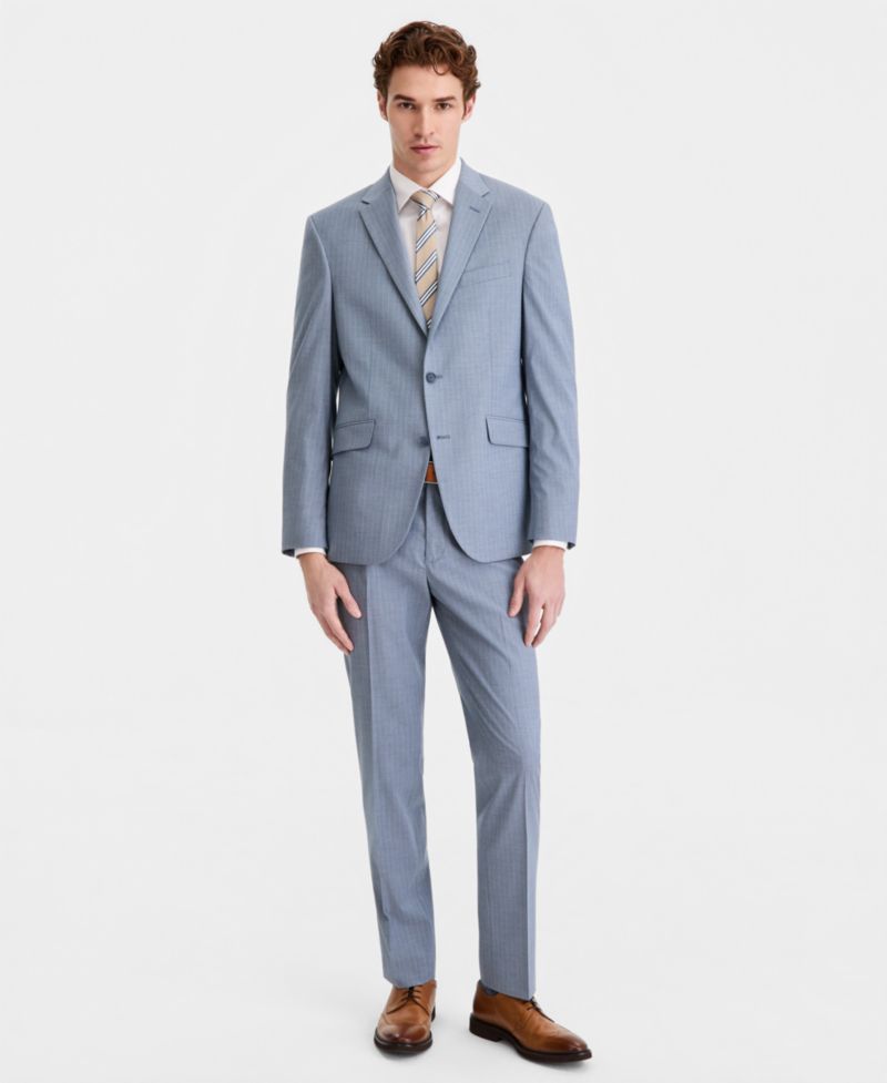 Men's Pinstripe Slim-Fit Techni-Cole Suit Separate Pants