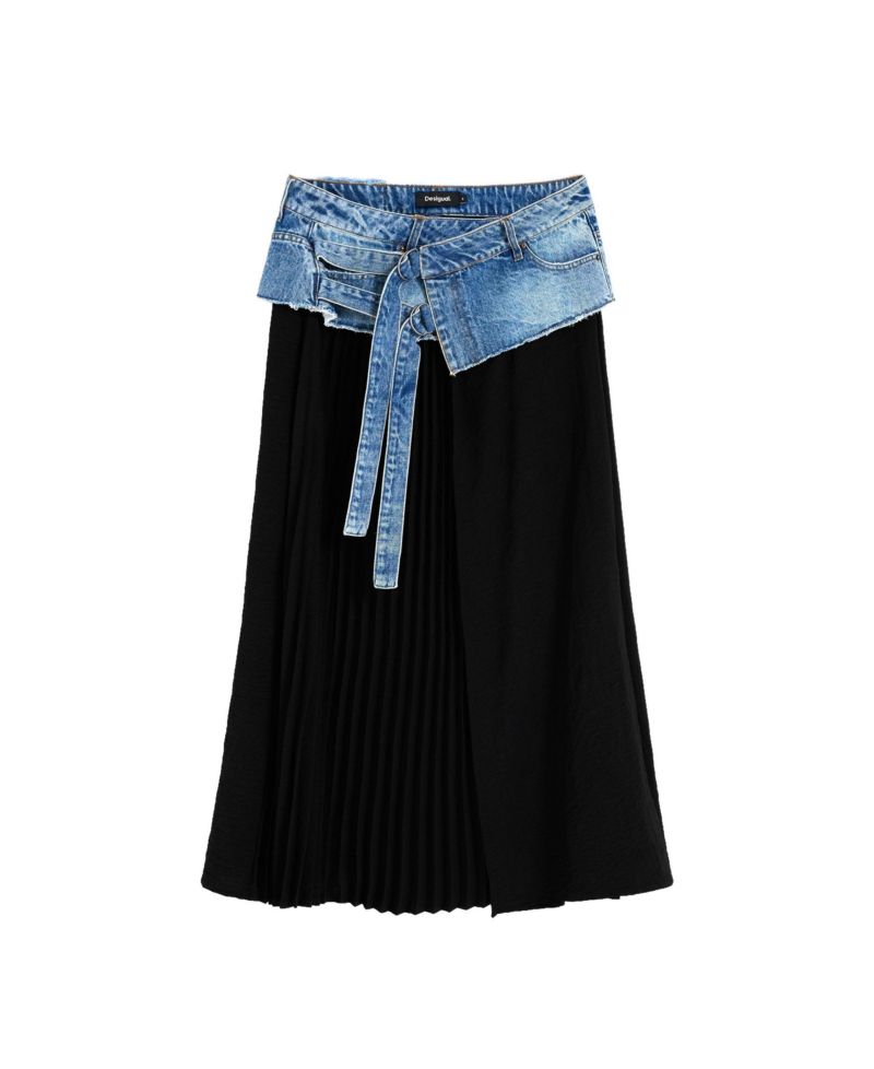 Women's Long pleated denim skirt