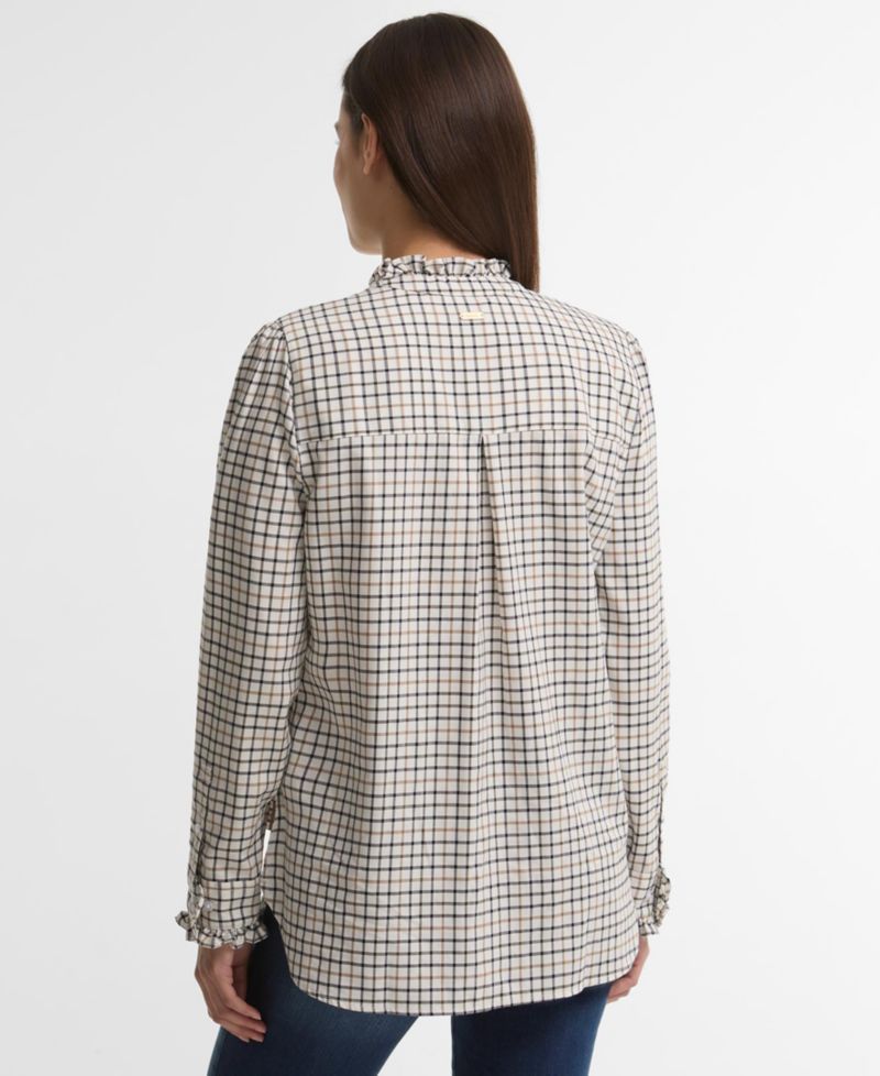 Women's Fareham Plaid Ruffle-Neck Lyocell-Blend Shirt
