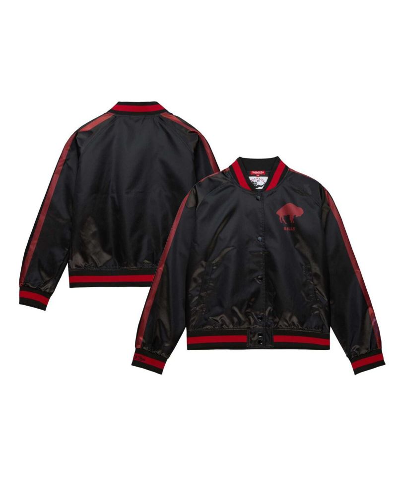 Women's Black Buffalo Bills Raglan Satin Full-Snap Jacket