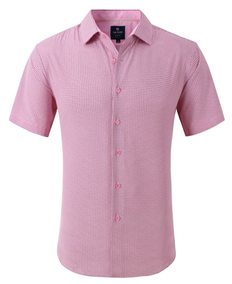 Men's Slim Fit Short Sleeve Performance Button Down Dress Shirt