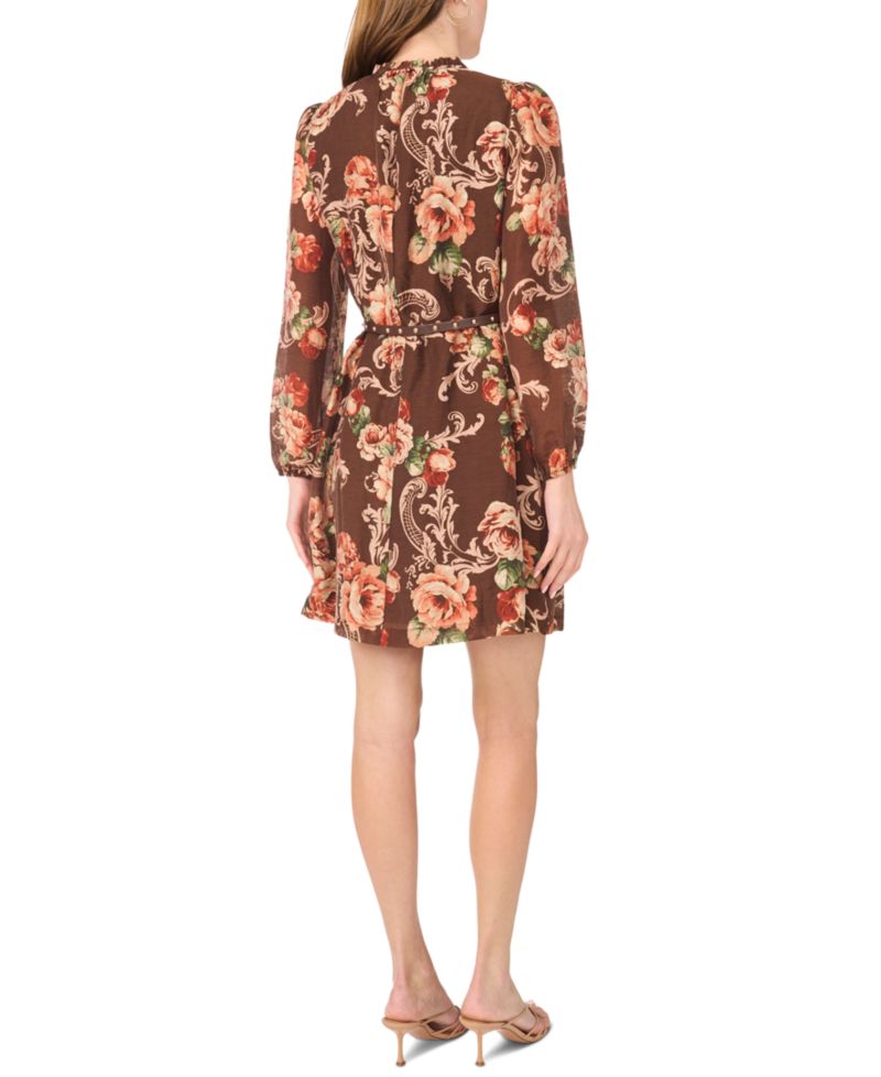 Women's Floral-Print Ruffle Dress