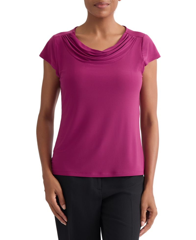 Women's Cowl-Neck Cap-Sleeve Blouse
