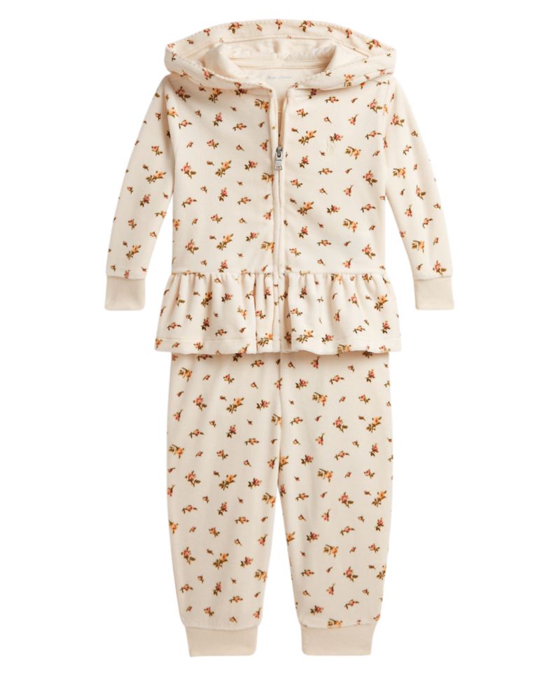 Baby Girls' Floral Velour Hoodie and Jogger Pants, 2-Piece Set