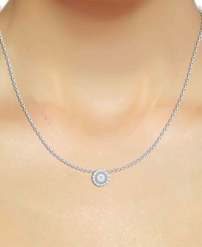 2-Pc. Set Lab Grown Diamond Halo Pendant Necklace & Matching Stud Earrings (1 ct. t.w.) in Sterling Silver or 14k Gold-Plated Sterling Silver