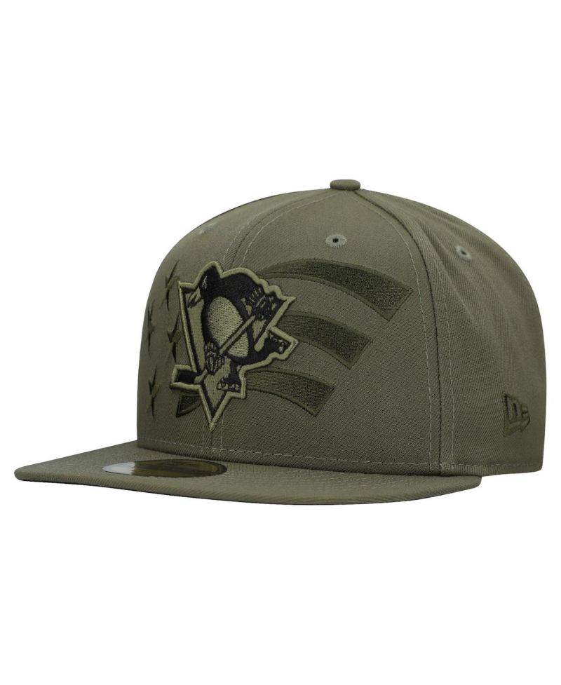 Men's Olive Pittsburgh Penguins Military Appreciation Flag 59FIFTY Fitted Hat