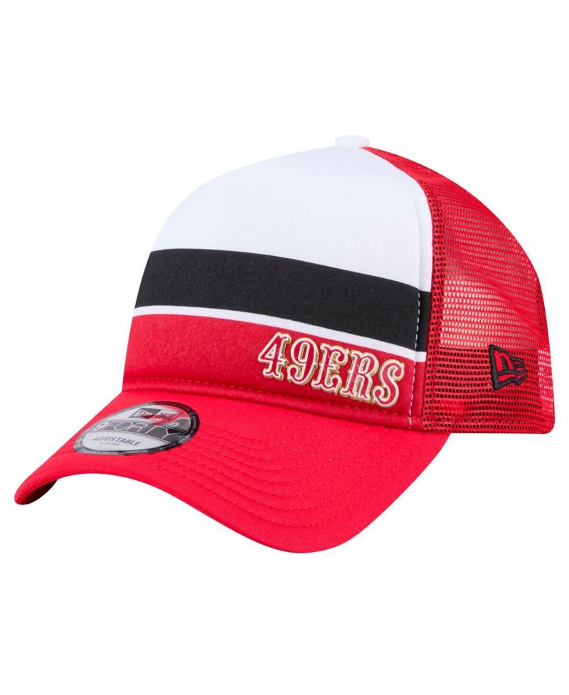 Big Boys and Girls Scarlet San Francisco 49ers Sport Night Color Block 9FORTY A-Frame Trucker Adjustable Hat