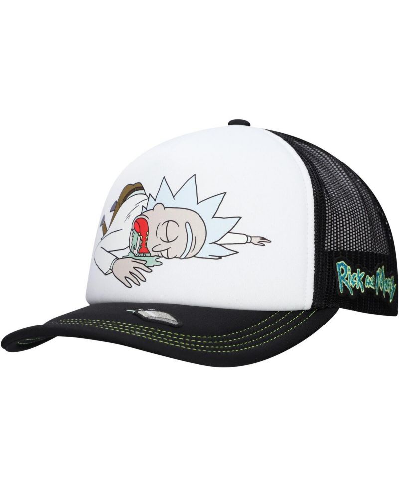 Men's and Women's White/Black Rick and Morty Graphic Foam Trucker Adjustable Hat