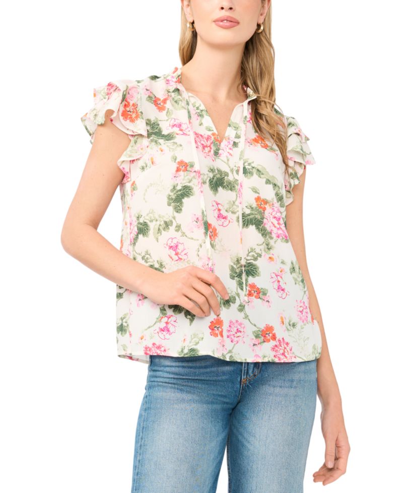 Women's V-Neck Ruffle-Sleeve Top