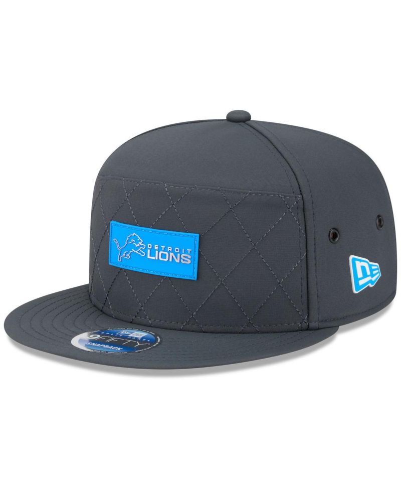 Men's Charcoal Detroit Lions 2025 Sideline Cold Weather Split Panel 9FIFTY Snapback Hat