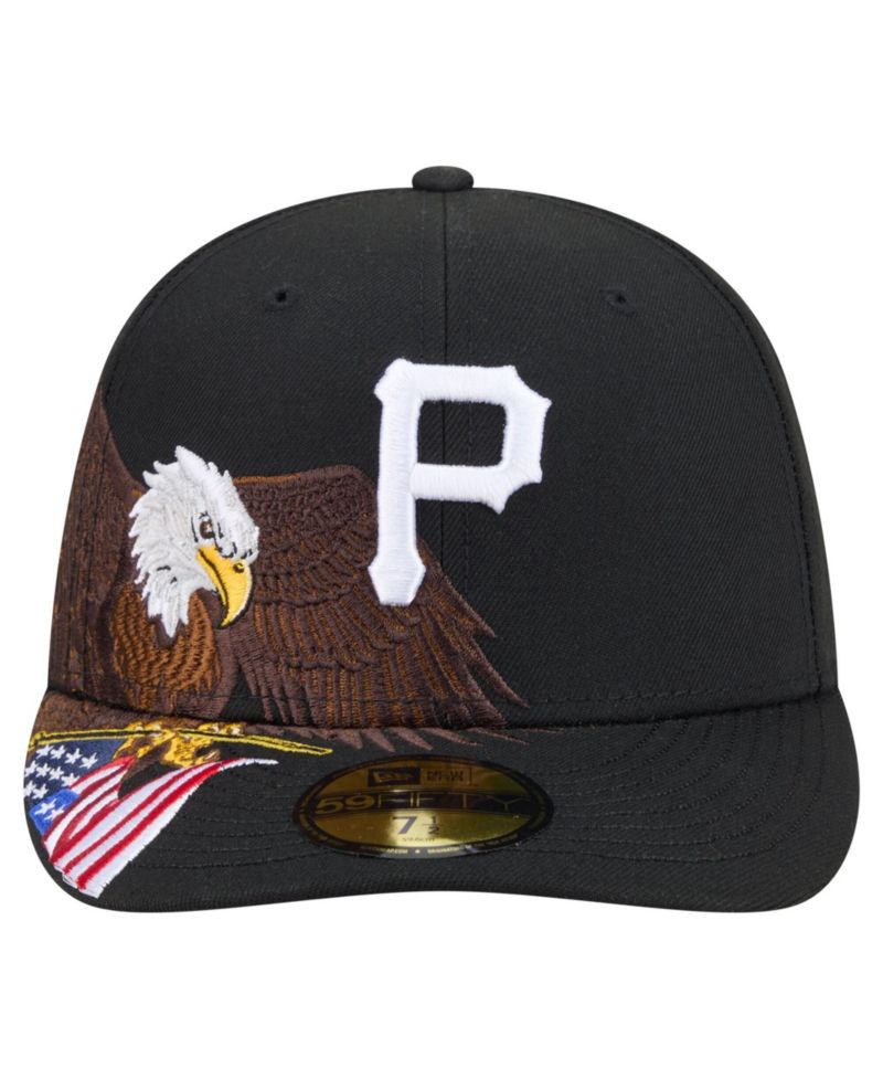 Men's Black Pittsburgh Pirates Americana Bald Eagle Pre-Curved 59FIFTY Fitted Hat