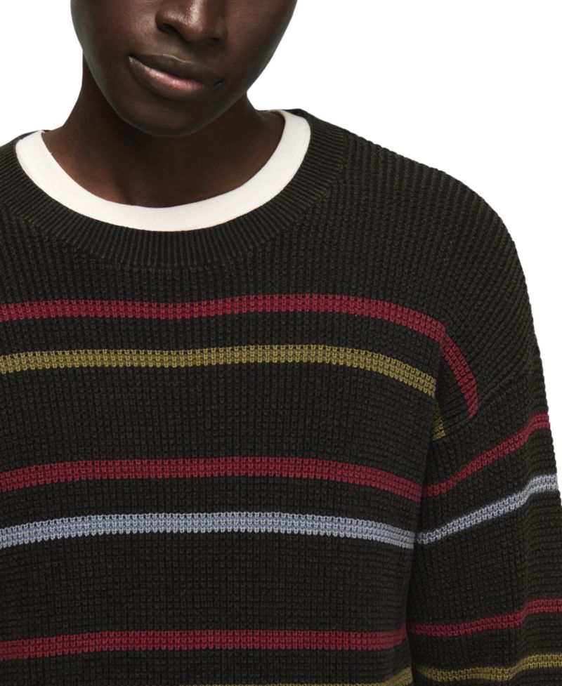 Men's Striped Waffle-Knit Crewneck Sweater