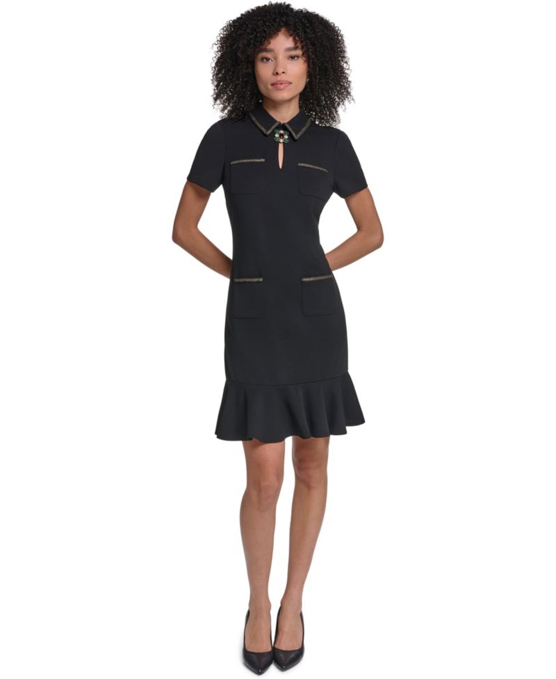 Women's Brooch Scuba Crepe Sheath Dress