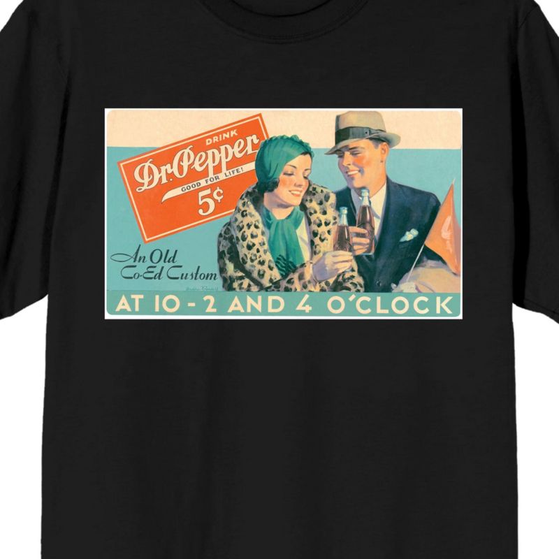 Men's Dr Pepper Vintage Advertisement Black Short Sleeve Tee-L