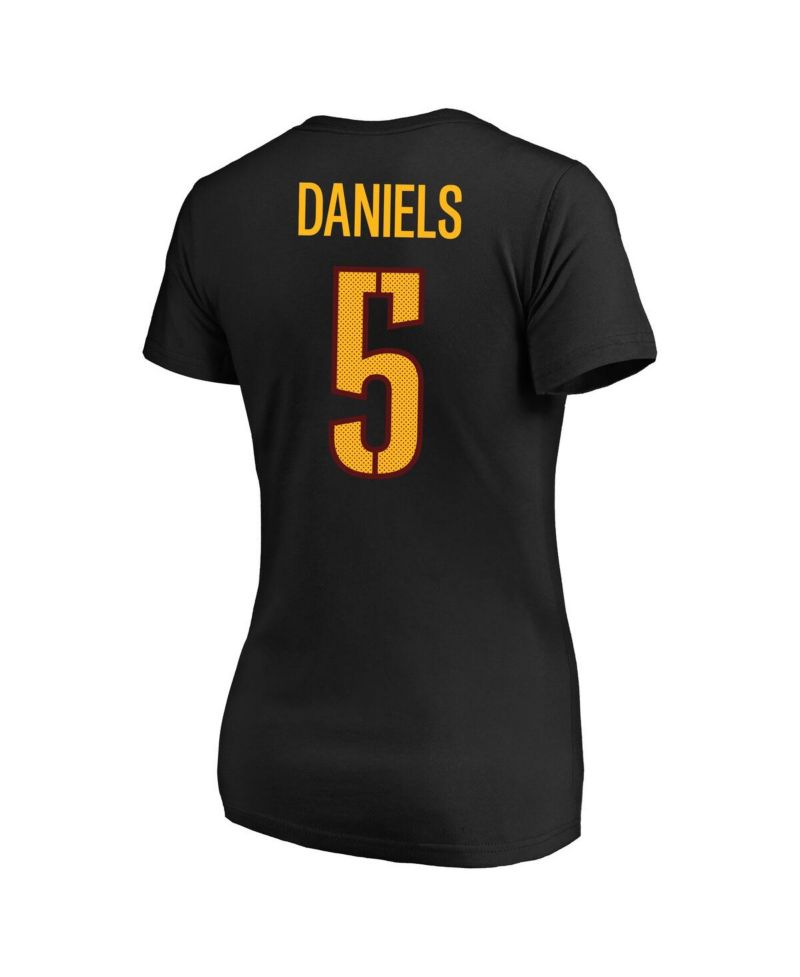 Women's Jayden Daniels Black Washington Commanders Plus Size Player Name & Number V-Neck T-Shirt