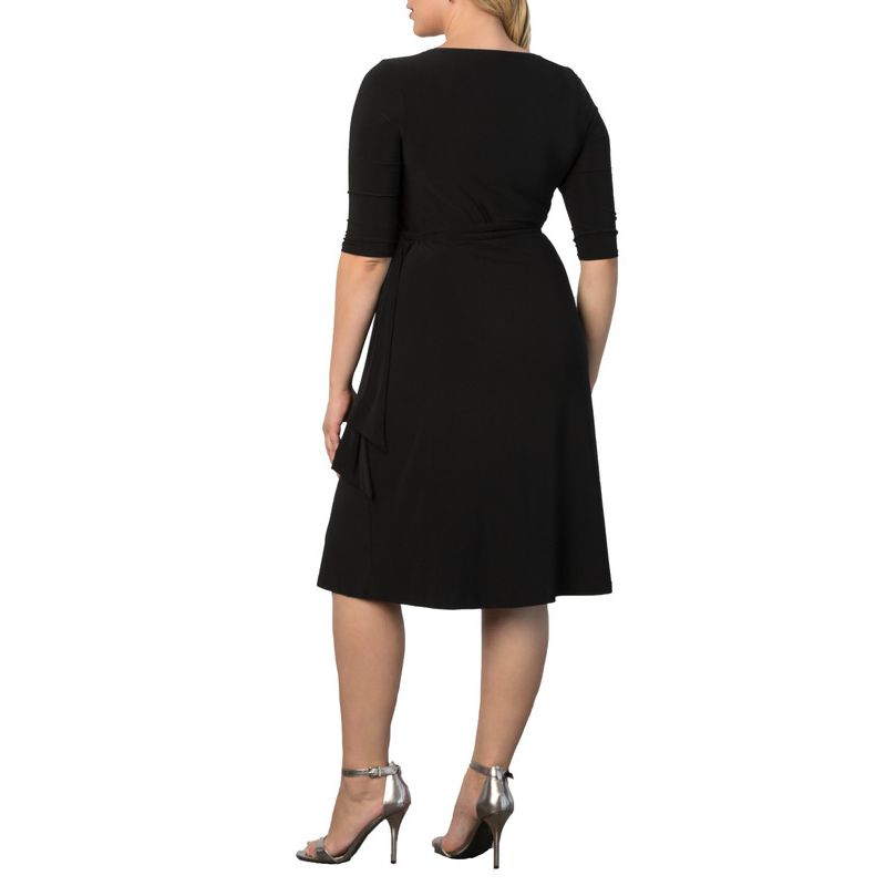 Plus Size Sweetheart Knit Wrap Dress with 3/4 Sleeves