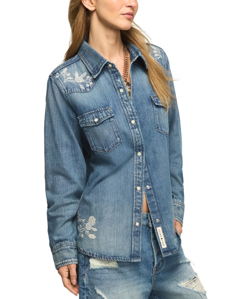 Women's Long-Sleeve Denim Western Shirt