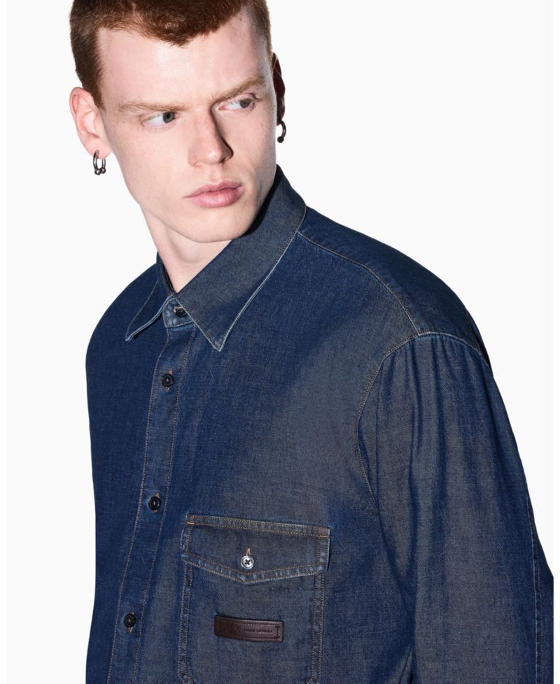 Men's Long Sleeve Cotton Denim Woven Shirt