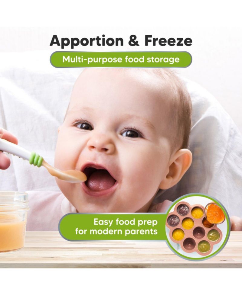 Prep Silicone Baby Food Freezer Tray with Clip-on Lid, 2oz x 10 Silicone Freezer Molds, BPA-Free Baby Food Storage