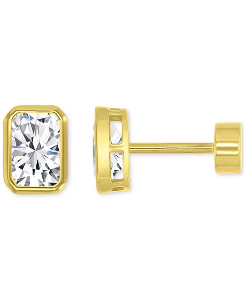 Cubic Zirconia Rectangle Stud Earrings (2-1/4 ct. t.w.) in 14k Gold-Plated Sterling Silver