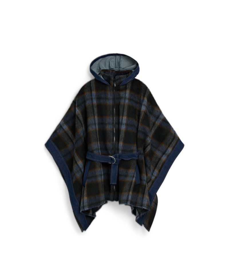 Women's Plaid denim poncho