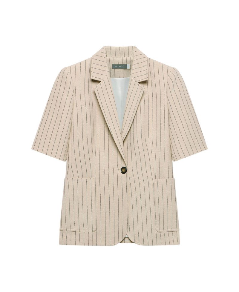 Women's Pinstripe Short-Sleeve Single-Button Blazer