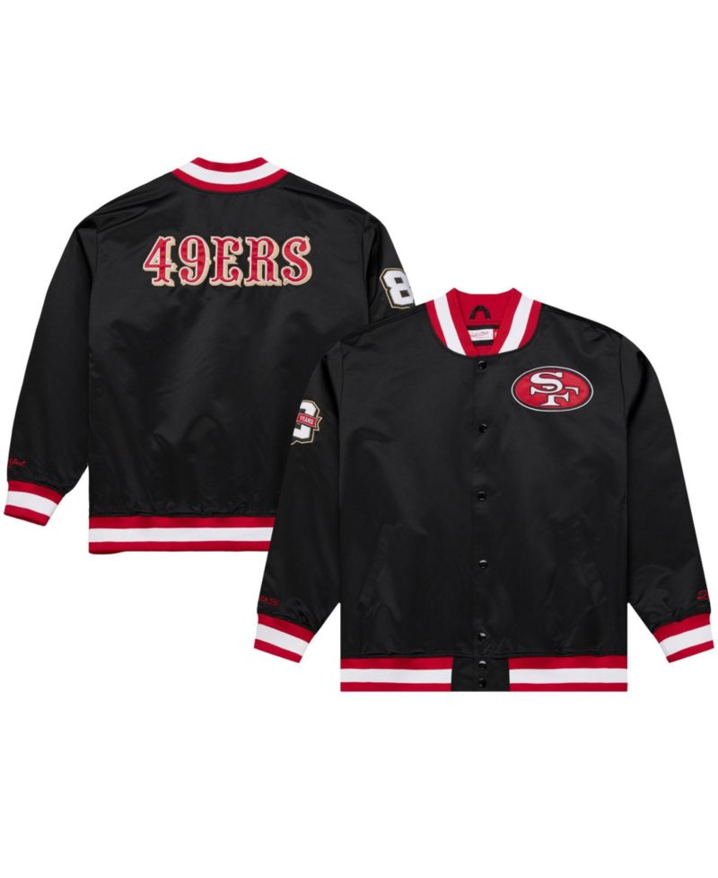 Men's Mitchell Ness Black San Francisco 49ers 80th Anniversary Heavyweight Satin Full-snap Jacket