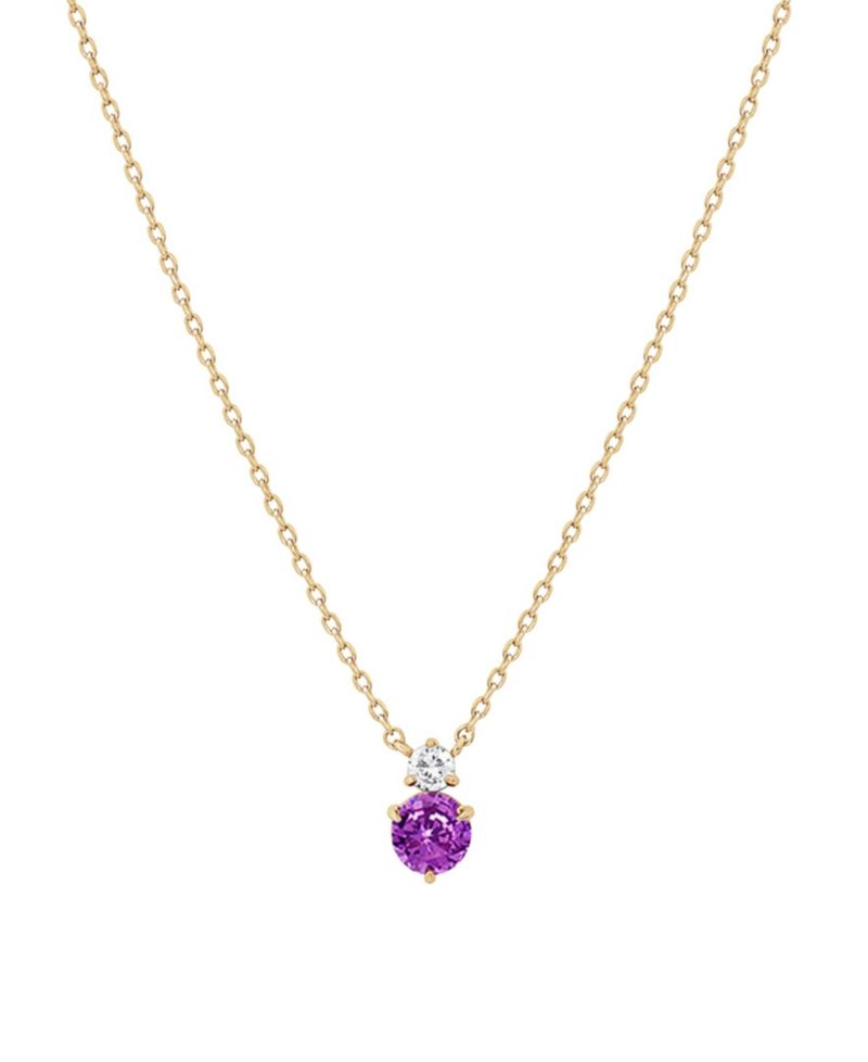 14k Gold Plated Deux Birthstone Necklace Personalized Trendy Gift Idea