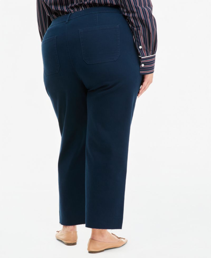 Plus Size Raw-Hem Straight-Leg Pants
