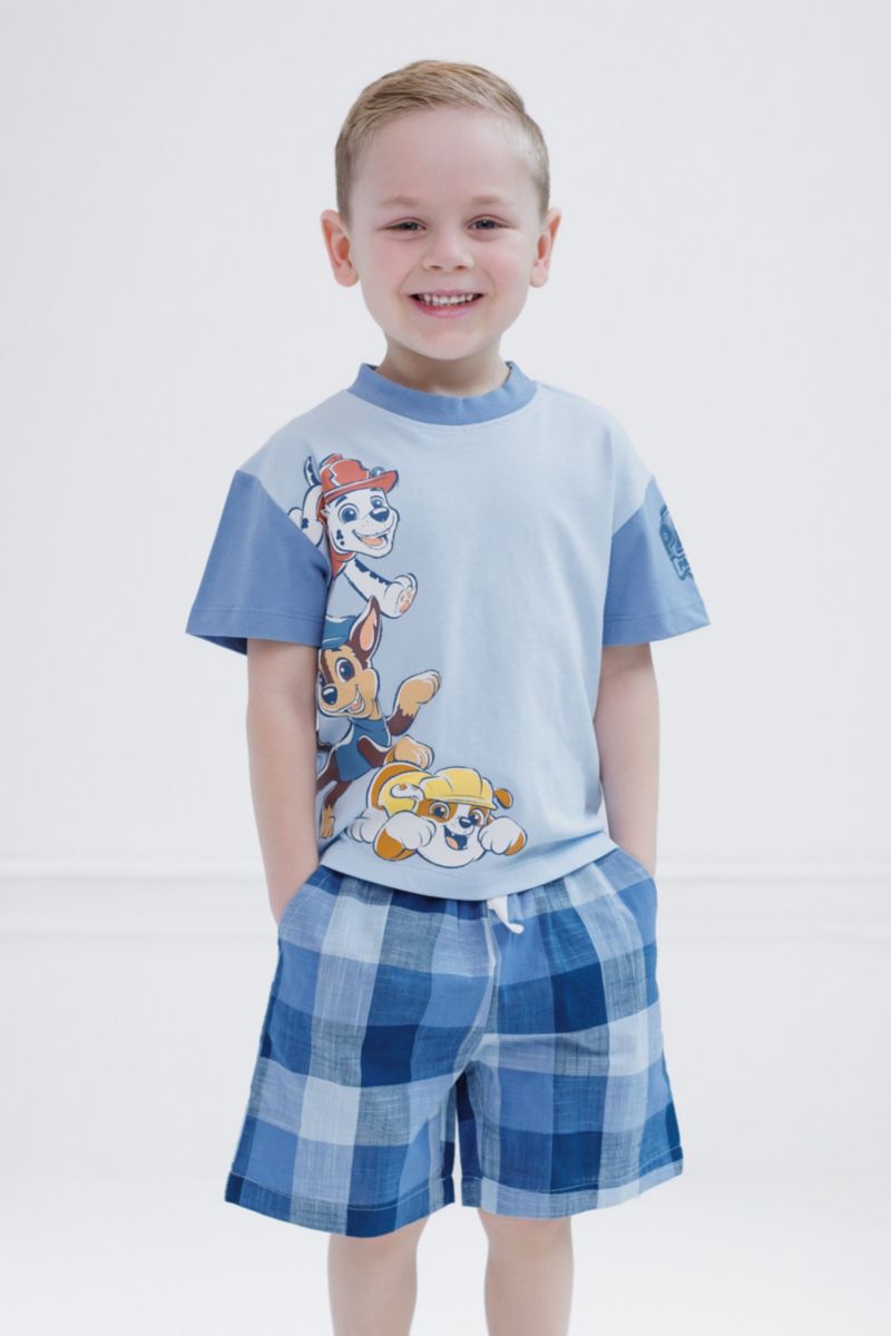 Boys T-Shirt and Plaid Shorts Outfit Set