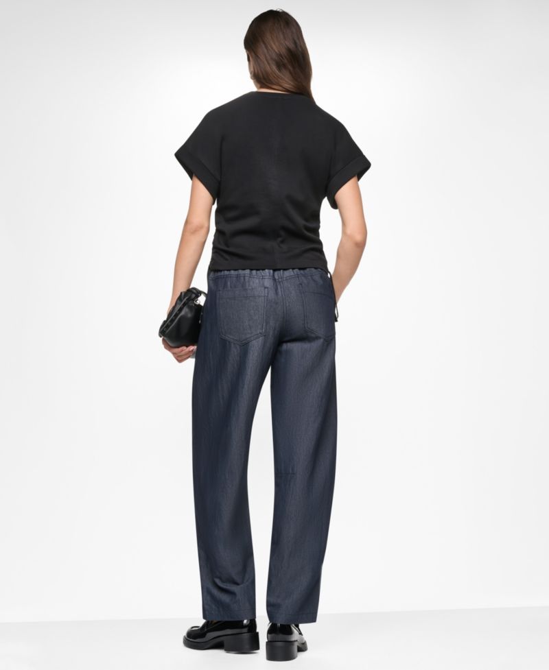 Women's Washed Heavy Cotton Side-Ruched Short-Sleeve Top