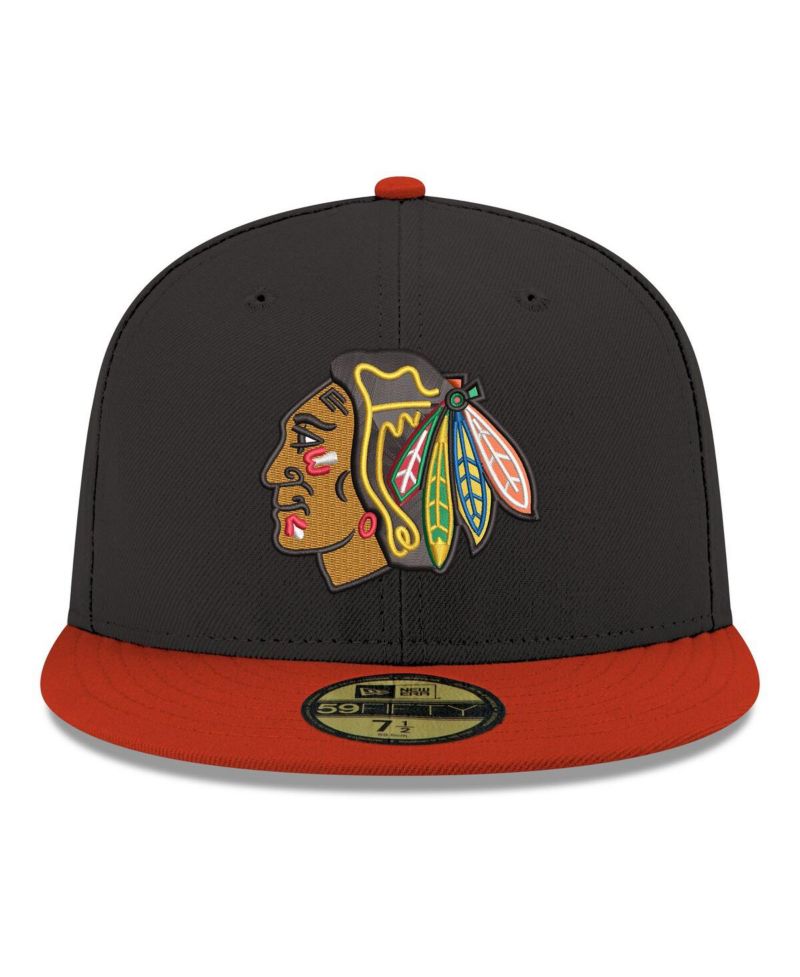 Men's Black Chicago Blackhawks Core Logo Two-Tone 59FIFTY Fitted Hat