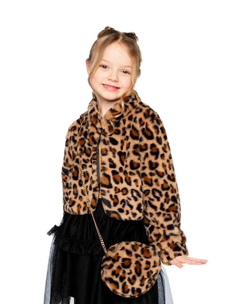 Kids & Baby Little and Big Girl 6-14 Faux Fur Jacket Leopard Print