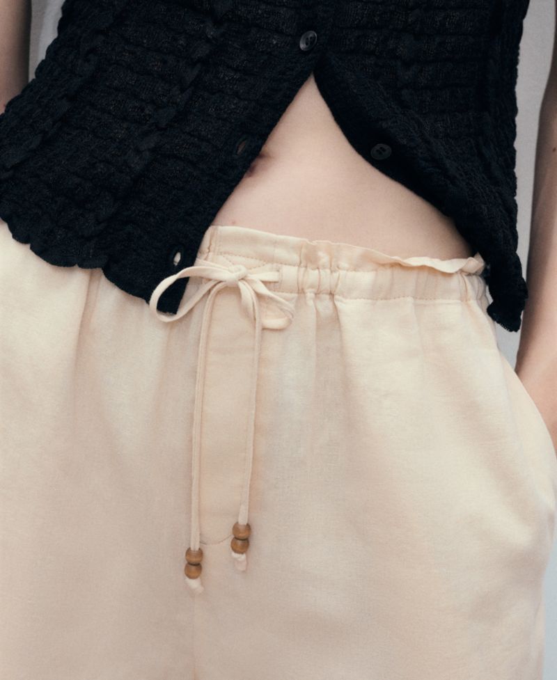 Women's Straight-Fit Drawstring Linen Shorts