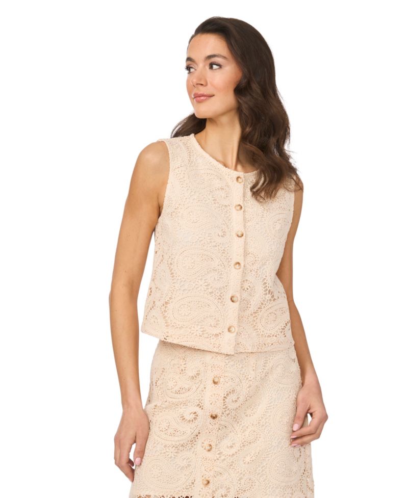 Women's Front-Button Crewneck Vest Top