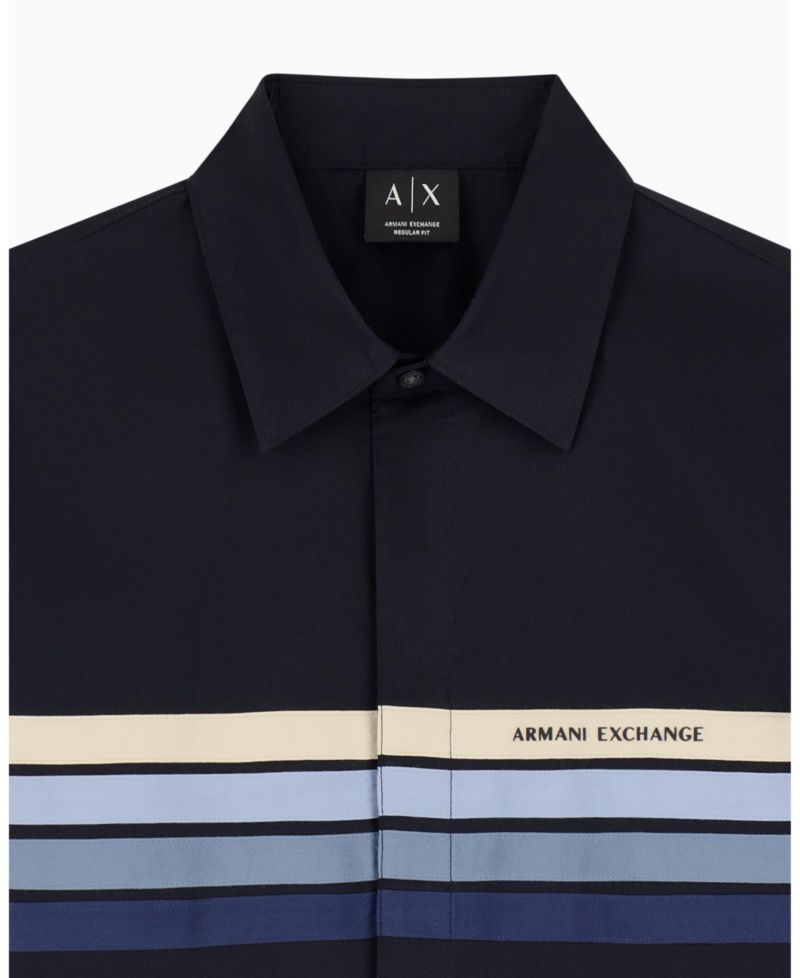 Men's 4 Stripes Long Sleeve Poplin Button Down Shirt