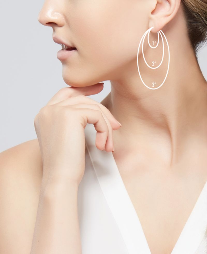 Oval Tube Hoop Earrings in 10k Gold, 1 3/8 inch