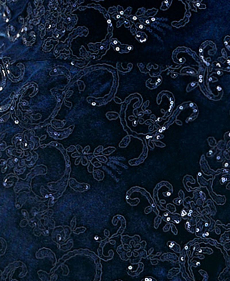 Women's Bow-Back Velvet Sequin-Embellished Gown