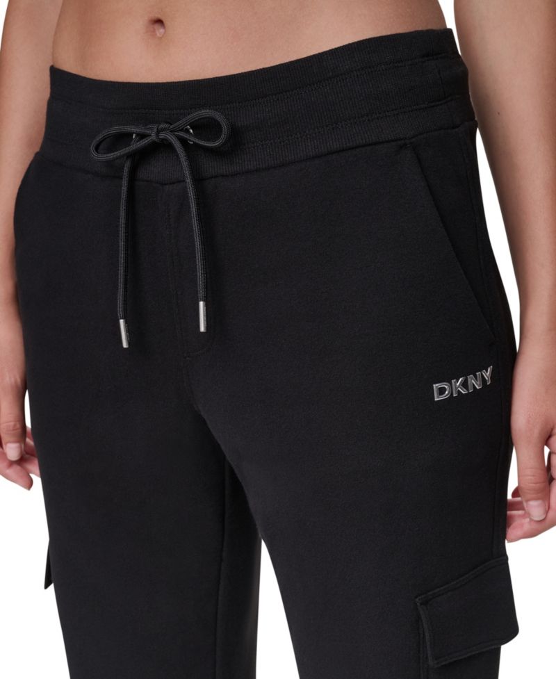 Women's Metallic Bubble Logo Mid-Rise Tapered Leg Cargo Pants