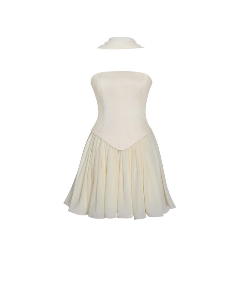 Women's Valentina Butter Yellow Boned Curve Edge Peplum Mini Dress