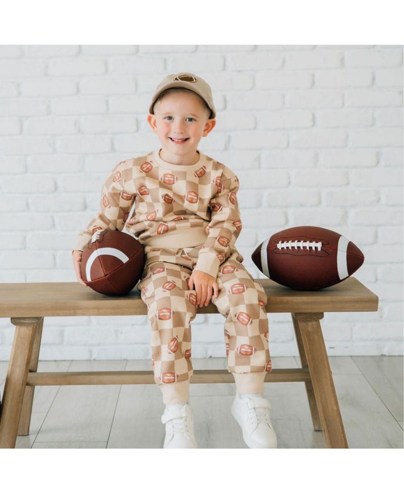 Little Boys(10-12) Football Checkered Jogger