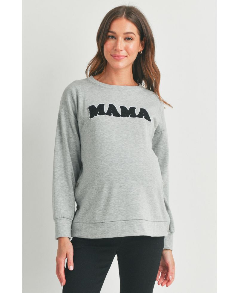 Maternity Graphic Mama Crew Neck Nursing Sweatshirt