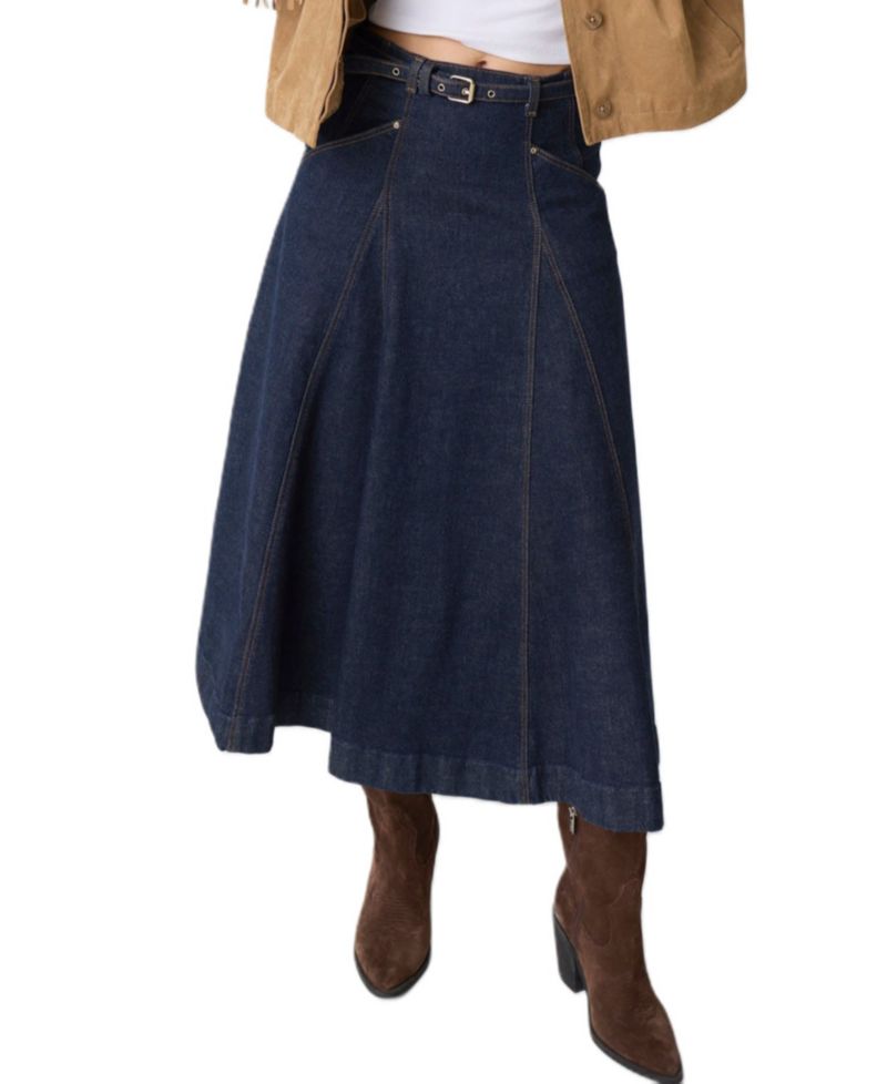 Women's Rayne High-Waisted A-Line Midi Denim Skirt