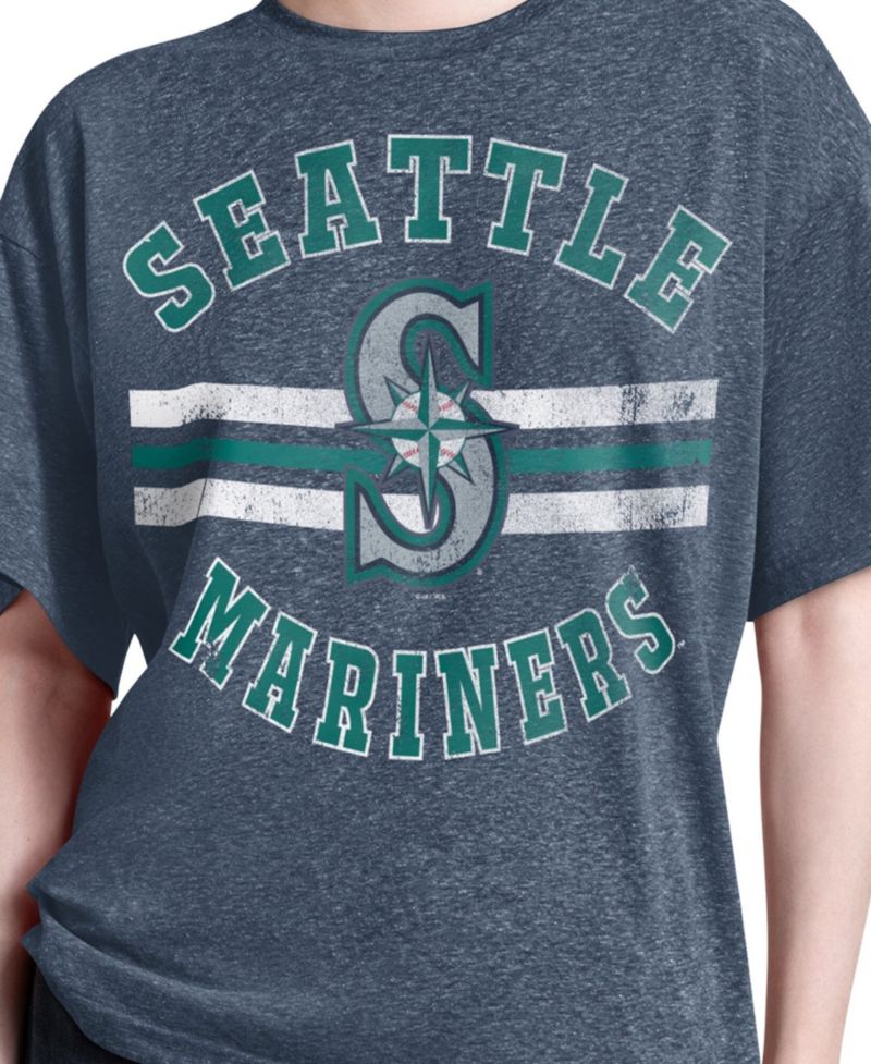 Women's Navy Seattle Mariners Jump Shot Boyfriend Tri-Blend T-Shirt