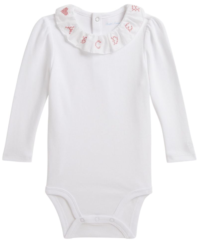 Baby Girls' Ruffle-Collar Cotton Interlock Bodysuit