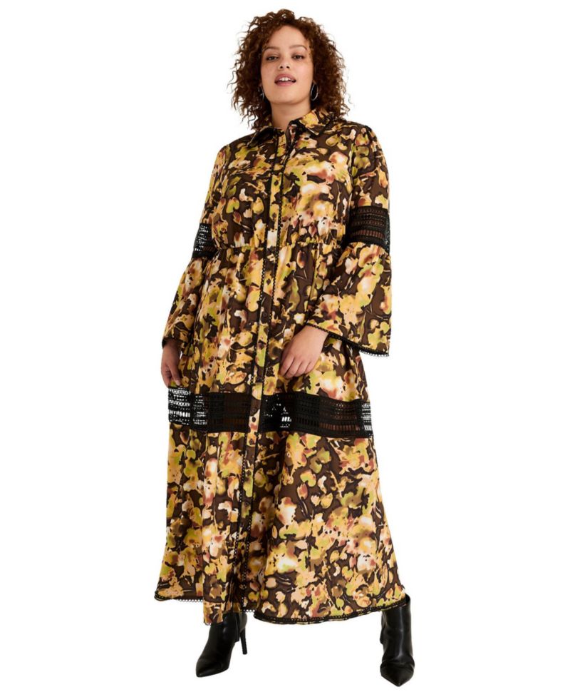 Women's June and Vie Lace-Panelled Midi Shirt Dress