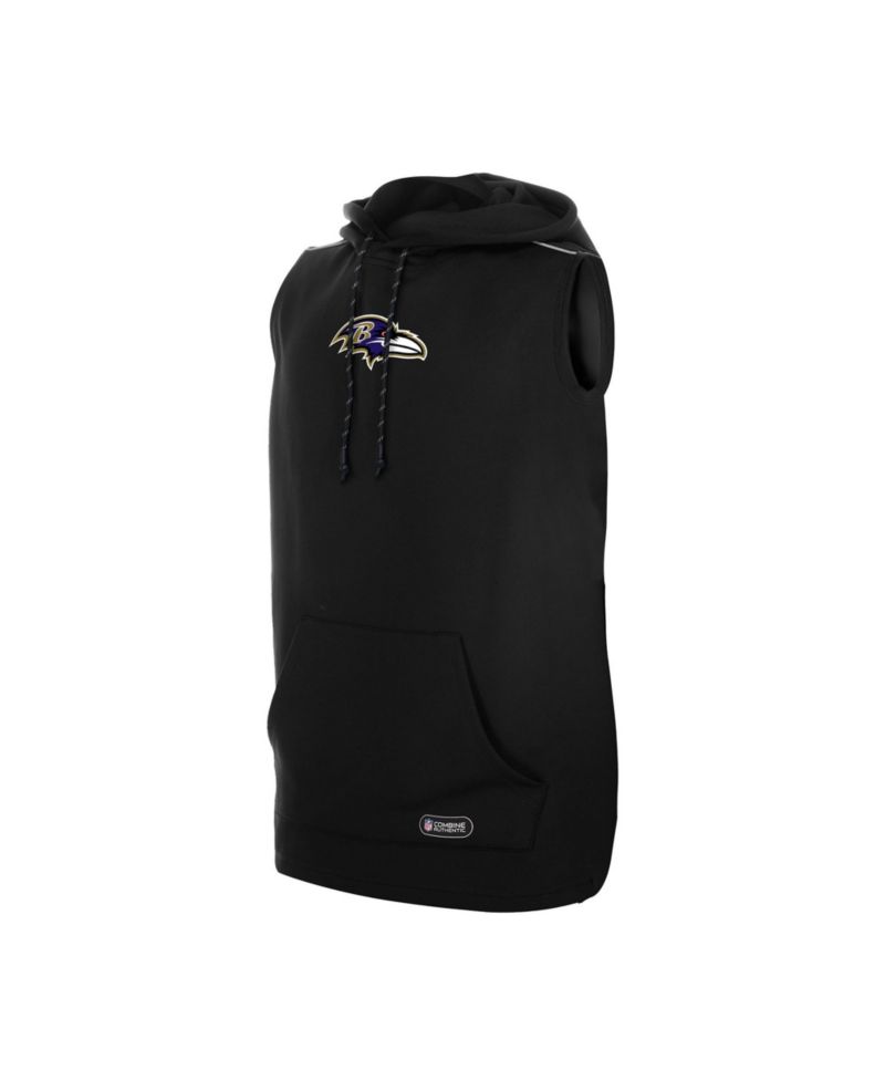 Men's Black Baltimore Ravens Combine Authentic Sleeveless Hoodie