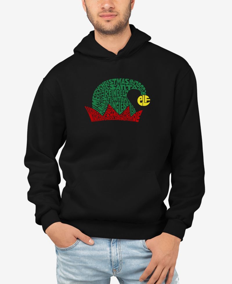 Men's Christmas Elf Hat Word Art Hooded Sweatshirt