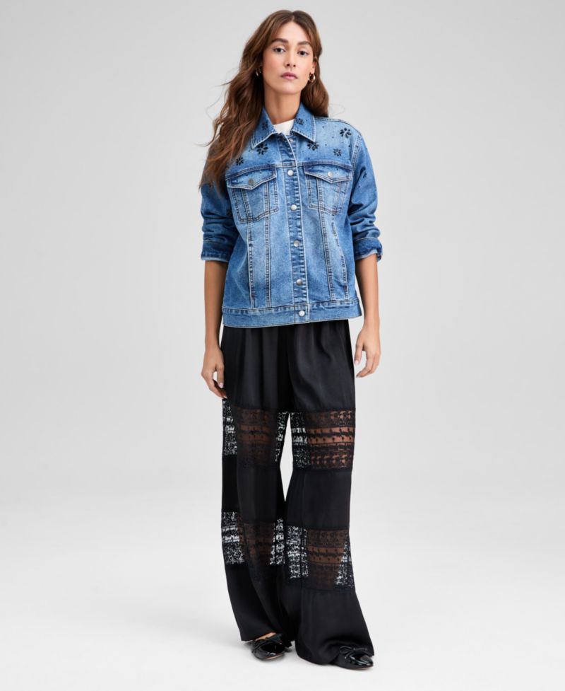 Women's Embellished Denim Trucker Jacket